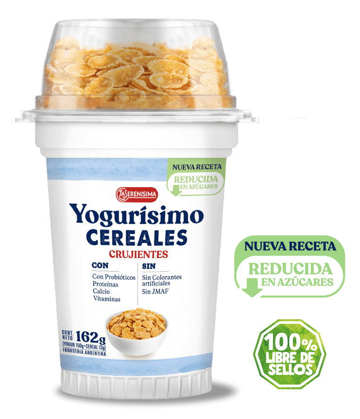 Yogur con cereales Yogurísimo. Nueva receta reducida en azúcar Yogur con cereales Yogurísimo