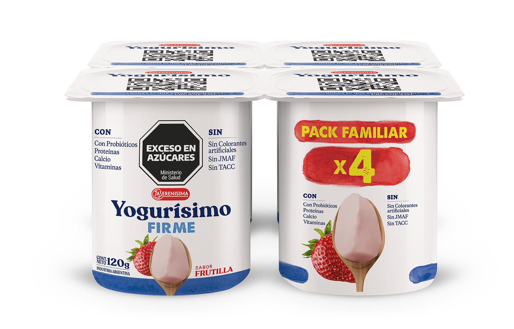 4 x Yogurísimo firme frutilla. Pack Familiar.