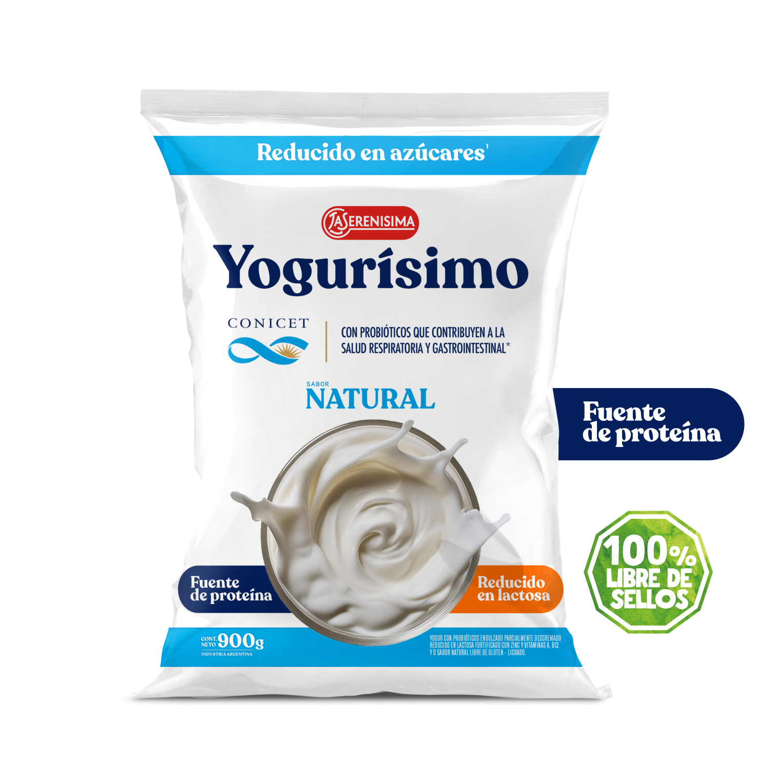 Yogurísimo yogur natural en sachet 900g