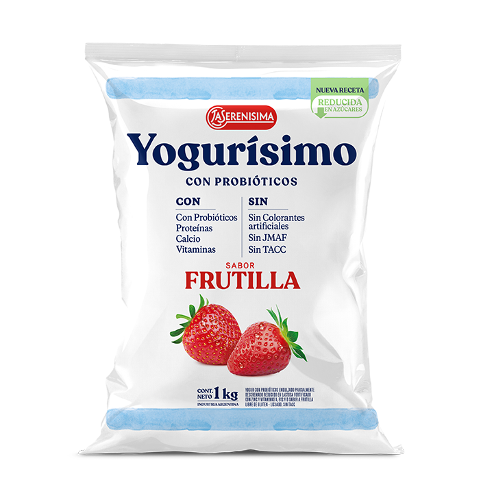 Yogur bebible sabor frutilla Yogurisimo Nueva receta reducida en azúcares